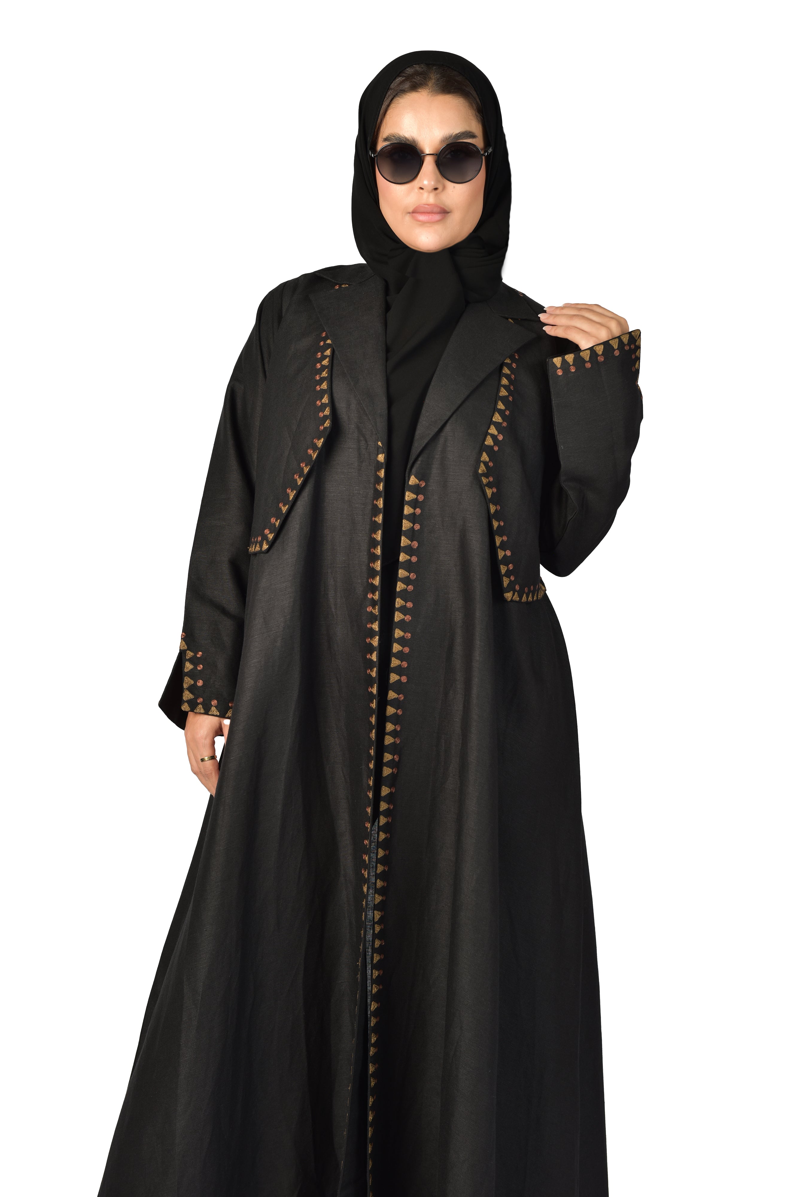 عباية لنن لون اسود يومية