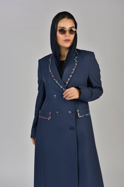 بليزر كريب كحلي مع كريستال ملون