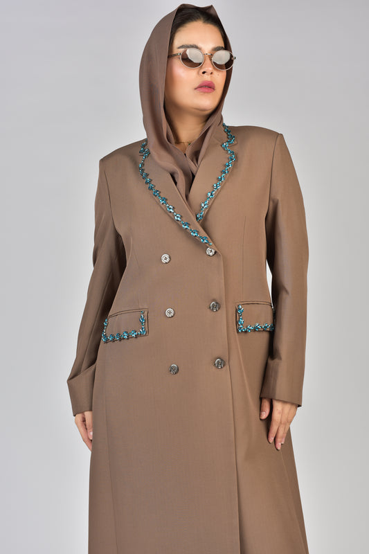 بليزر من الكتان الصيفي باللون البني