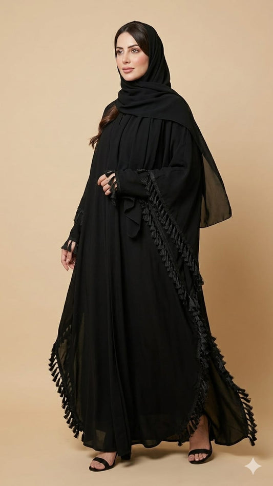 عباية شيفون لون اسود