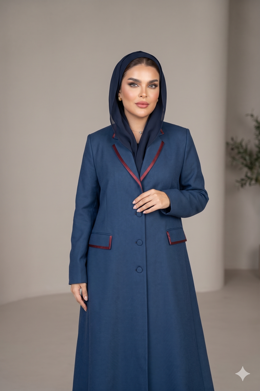 بليزر من الكتان الصيفي الناعم باللون الازرق