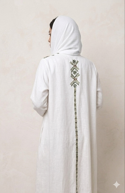 عباية لينن ابيض