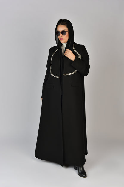 بليزر كريب اسود مع اللؤلؤ