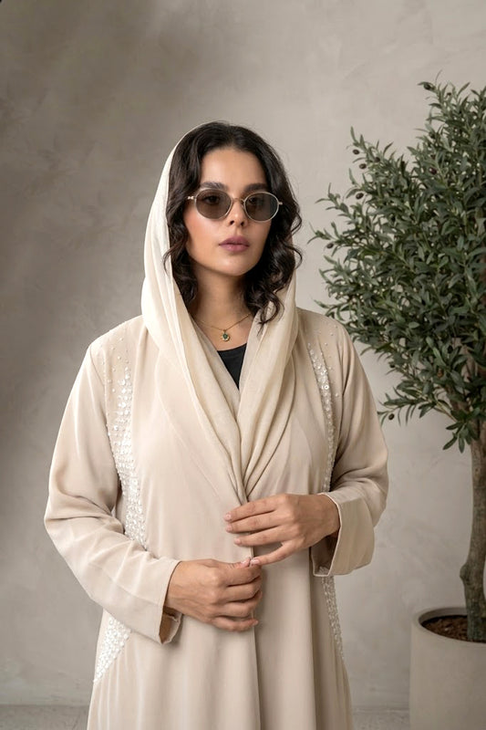 عباية كريب لون بيج