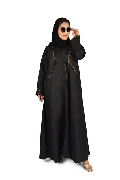 عباية لنن لون اسود يومية